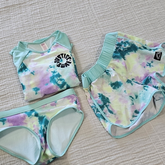 Justice Girls Long Sleeve Rashgaurd Swimsuit Set Size Medium - Picture 10 of 15
